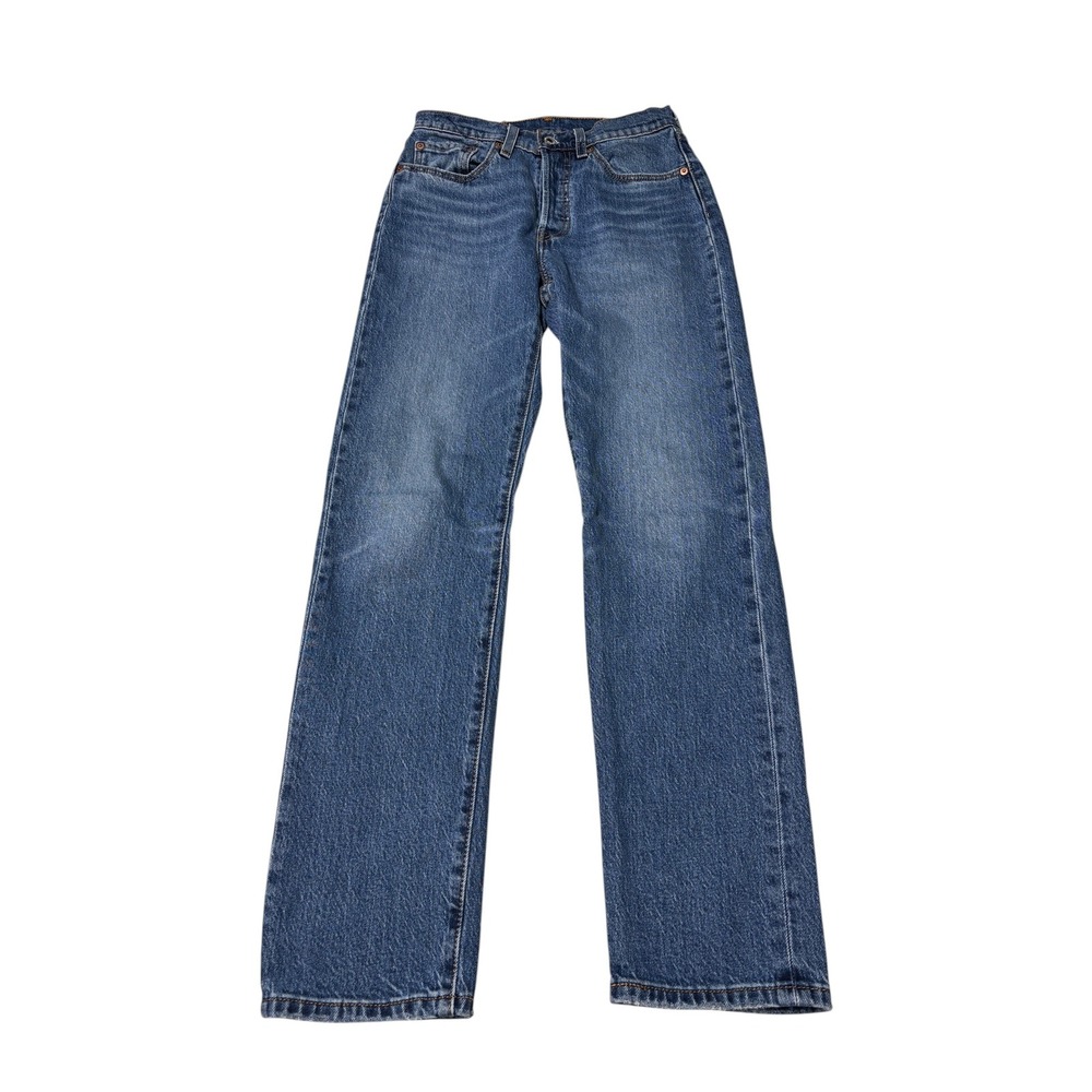 Levis 501 Original Fit Straight Leg Jeans Medium Wash Blue Womens W26 L30